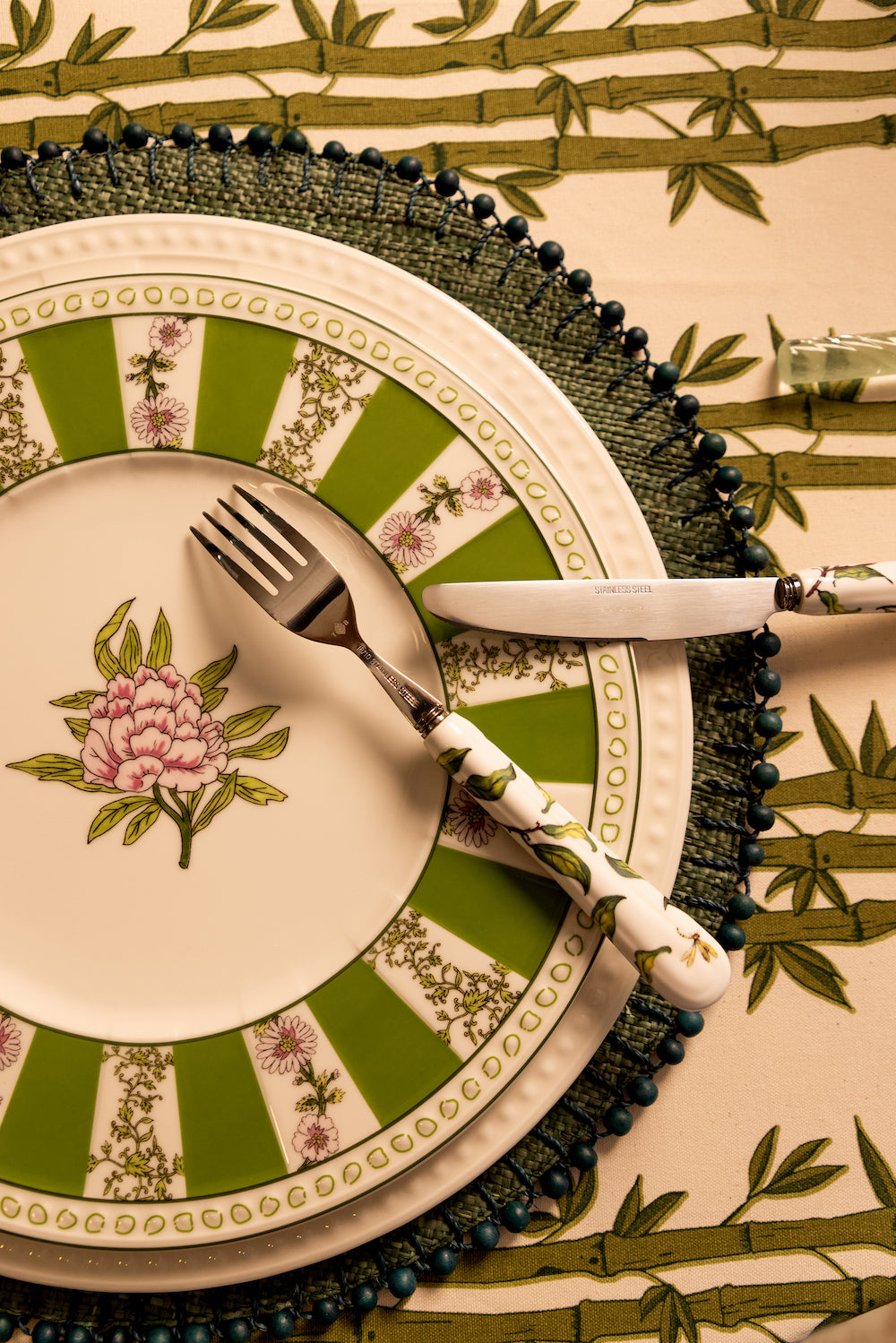 Flatware Folhas Stainless Steel Fine Porcelain (8)