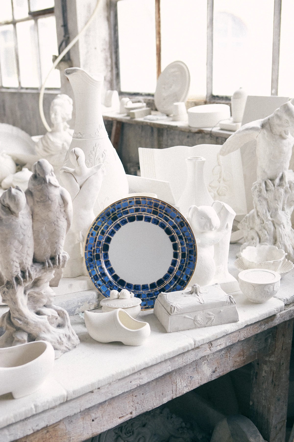 Assiette plate bleu jade