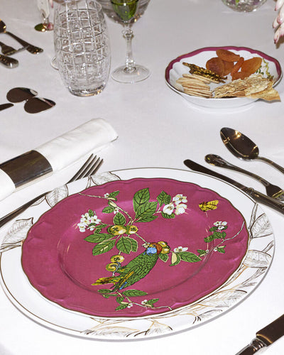 Tania Bulhoes Dinner Plate Passaros do Brasil Pink 4 Piece Set