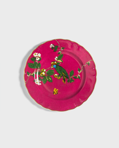 Tania Bulhoes Dessert Plate Passaros do Brasil Pink 4 Piece Set