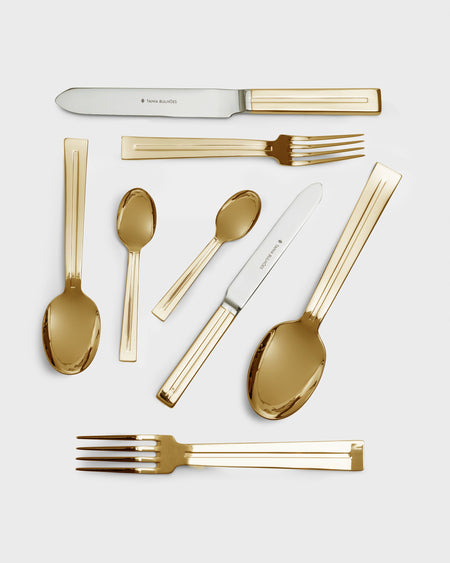 Tania Bulhoes Flatware Metropole Stainless Steel & Gold 8 Piece Set