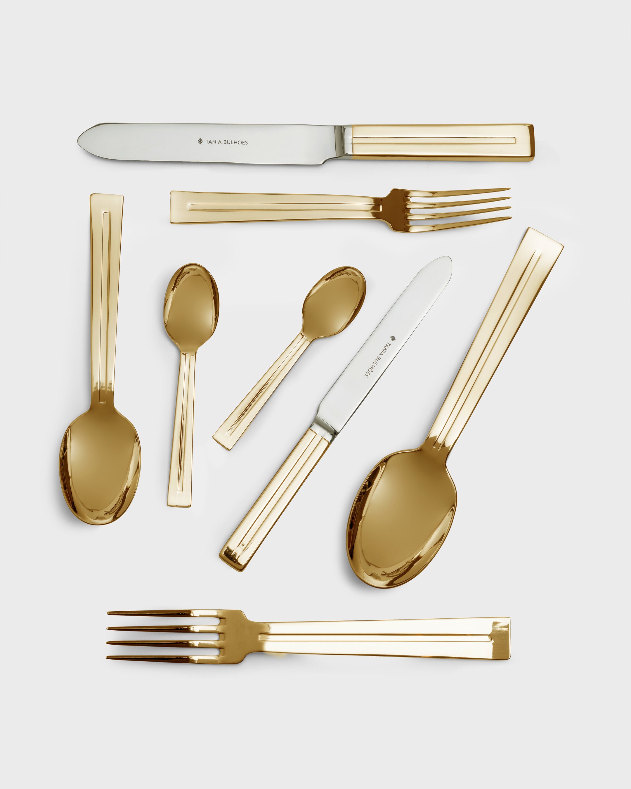 Flatware Metropole Gold-Plated Stainless Steel (8) - Tania Bulhões