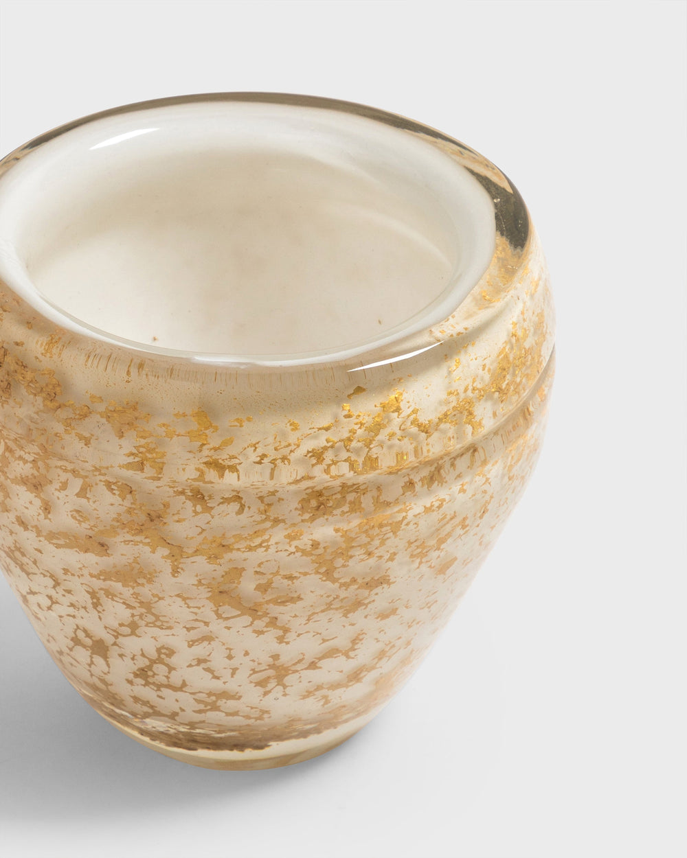 Tania Bulhoes Glass Vase Pompei White & Gold Medium
