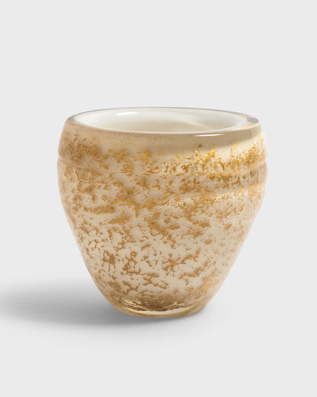 Tania Bulhoes Glass Vase Pompei White & Gold Medium