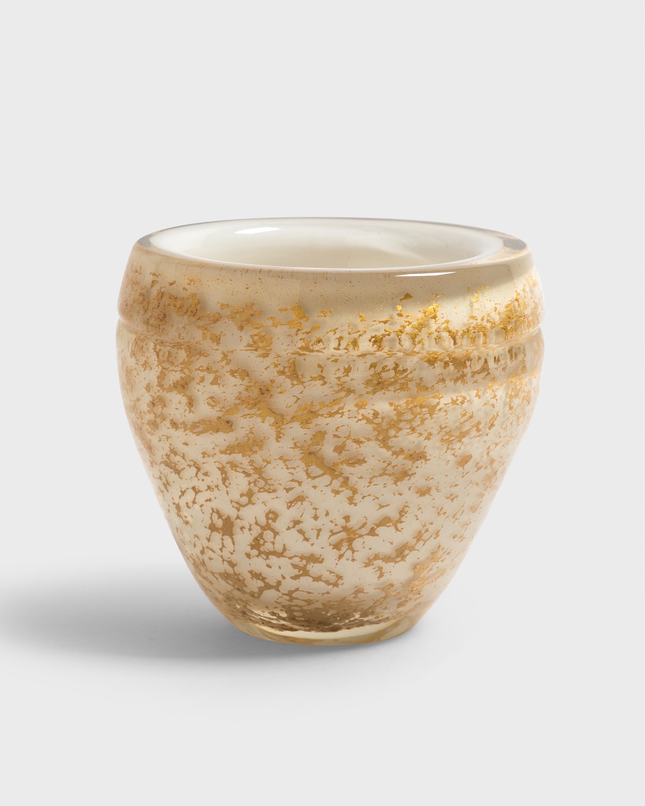 Glass Vase Pompei White & Gold Medium - Tania Bulhões