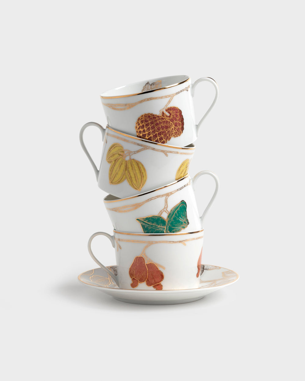 Tania Bulhoes Tea Cup and Saucer Frutas do Brasil 4 Piece Set