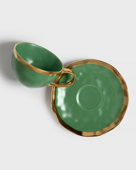 Tania Bulhoes Tea Cup and Saucer Mediterraneo Green