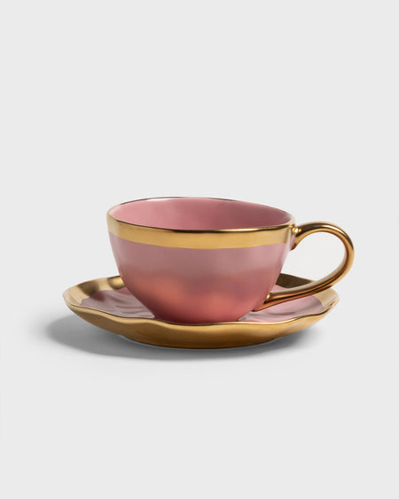 Tania Bulhoes Tea Cup and Saucer Mediterraneo Pink