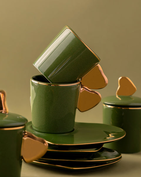 Espresso Cup and Saucer Coracao (4) - Tania Bulhões